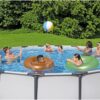 Bestway Steel Pro MAX 16' x 48" Above Ground Pool, Round Metal Frame Outdoor Swimming Pool Set with Filter Pump, Ladder, and Cover, Gray
