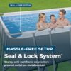 Bestway Power Steel 24’ x 12' x 52” Above Ground Pool, Rectangular Metal Frame Outdoor Swimming Pool Set with Sand Filter Pump, Ladder, and Cover