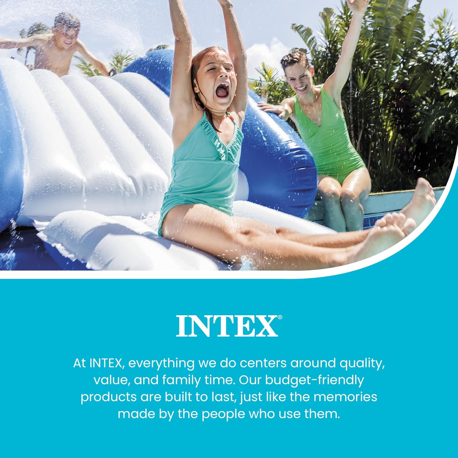 810DGt2lgSL._AC_SL1500_.jpg Intex Kool Splash Inflatable Water Slide Swimming Pool Play Center with Built in Sprayers for Kids and Adults, Ages 6 and Up, Blue