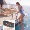 VEVOR Boat Ladder, 4 Steps Stainless Steel Telescoping Folding Swim Deck Ladder for Rear Entry Inboard, 600lbs Capacity with 4.1'' Extra Wide Steps & Handrails, for Outboards, Yacht, Pontoon Boat