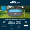 Bestway APX 365 16' x 48" Above Ground Pool, Round Metal Frame Outdoor Swimming Pool Set with Sand Filter Pump, Ladder, and Cover, Dark Marble