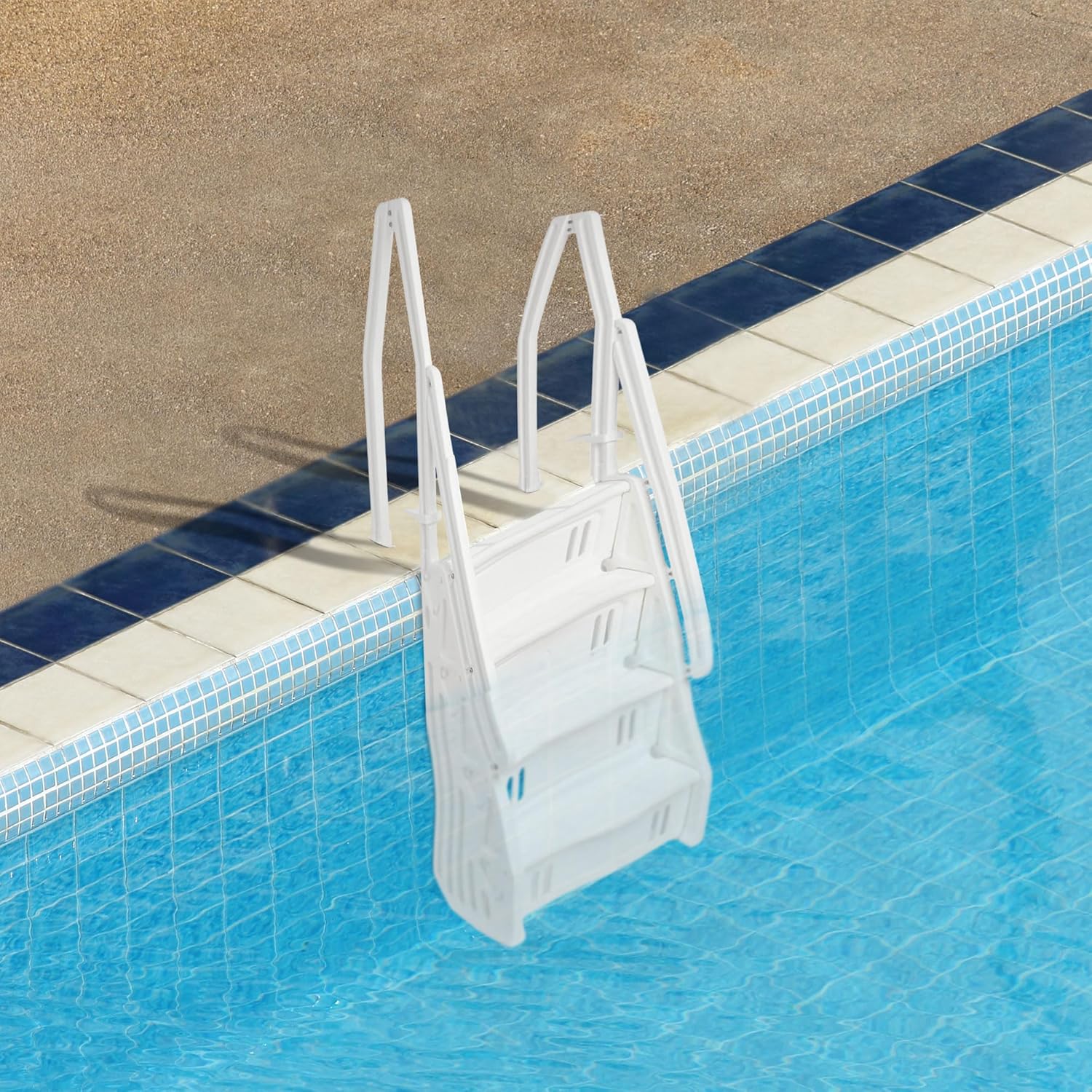 814U3ef1ufL._AC_SL1500_.jpg Vinyl Works 24 Inch in Pool Step Ladder, Adjustable Stair Entry System with Handrails and Non-Slip Surface for Above Ground Swimming Pools, White