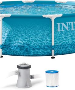 INTEX 28207EH Beachside Metal Frame Above Ground Swimming Pool Set: 10ft x 30in – Includes 330 GPH Cartridge Filter Pump – Puncture-Resistant Material – Rust Resistant – 1185 Gallon Capacity
