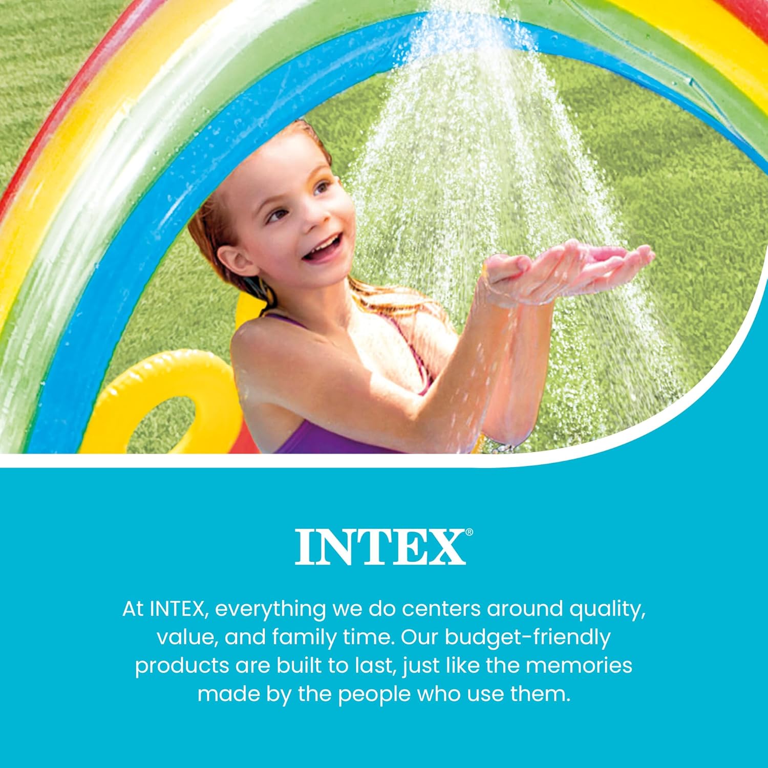 Intex 57453EP 9.75 Foot x 6.3 Foot x 53 Inch Multicolor Rainbow Slide Kids Inflatable Pool with Water Slide and Ring Toss for Children Ages 2 and Up Intex 57453EP 9.75 Foot x 6.3 Foot x 53 Inch Multicolor Rainbow Slide Kids Inflatable Pool with Water Slide and Ring Toss for Children Ages 2 and Up - Image 6
