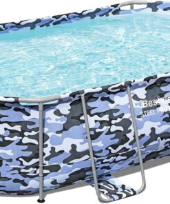 Bestway 5617EE Steel Pro Max - Oval Swimming Pool Set - 14' x 8'2" x 39.5, Blue Camo - Above Ground, Tritech Construction, Filter Pump, Ladder, 1,915 Gal.