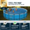 Bestway Steel Pro MAX 18' x 48" Above Ground Pool, Round Metal Frame Outdoor Swimming Pool Set with LED Light, Filter Pump, Ladder, & Cover, Dark Gray