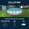 Bestway Steel Pro MAX 18' x 48" Above Ground Pool, Round Metal Frame Outdoor Swimming Pool Set with Filter Pump, Ladder, and Cover, Gray