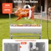 VEVOR Rotisserie Grill, 37in BBQ Outdoor Pig & Lamb Spit Roaster, Charcoal Spit Roaster with 132 LBS Capacity, Wheels, 7-Level Height, Stainless Steel Electric Rotisserie Grill Kit for Camping Outdoor