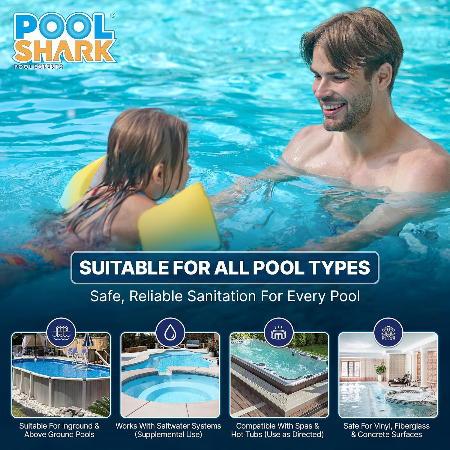 816buw56N9L._AC_SL1500_.jpg Pool Shark Swimming Pool Chlorine Tablets | 40 lbs | 3-Inch Chlorine Tablets | Slow-Dissolving 90% Active Chlorine Tabs | Pool Chemicals for Inground Pools, Above Ground Pools, Saltwater, Spa, Hot Tub