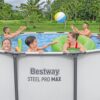 Bestway Steel Pro MAX 13' x 48" Above Ground Pool, Round Metal Frame Outdoor Swimming Pool Set with Filter Pump, Ladder, and Cover, Gray