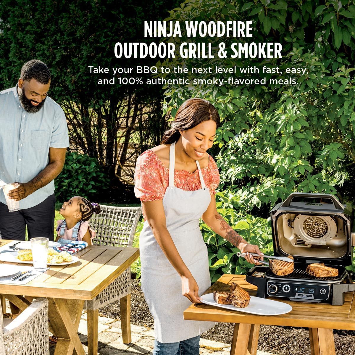 Ninja OG751 Woodfire Pro Outdoor Grill Built-In Thermometer,7-in-1 Master Grill,BBQ Smoker,& Outdoor Air Fryer Plus Bake,Roast,Dehydrate & Broil,Woodfire Technology,Weather-Resistant,Grey XL Ninja OG751 Woodfire Pro Outdoor Grill Built-In Thermometer,7-in-1 Master Grill,BBQ Smoker,& Outdoor Air Fryer Plus Bake,Roast,Dehydrate & Broil,Woodfire Technology,Weather-Resistant,Grey XL - Image 2