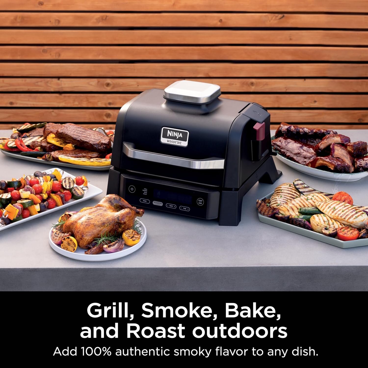 Ninja Woodfire Outdoor Grill & Smoker, 4-in-1 Functionality, Grill, Smoke, Bake, Roast, Authentic Woodfire Flavors, Electric Heat, OG301 Ninja Woodfire Outdoor Grill & Smoker, 4-in-1 Functionality, Grill, Smoke, Bake, Roast, Authentic Woodfire Flavors, Electric Heat, OG301 - Image 12