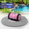 (2025 Upgrade) VINGLI Automatic Suction-Side Pool Vacuum Cleaner, Powerful Wall-Climbing Sweeper for Inground Pools, Includes 39.6ft Tangle-Free Hose (Pink&Gray)