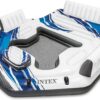 Intex Blue Tropic Inflatable 5 Person Raft or Swimming Pool Island Water Floating Lounger Raft with Backrests, Built in Cooler, and 4 Cupholders