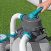 Bestway 2,200 Gallon Sand Filter Pool Pump for Above Ground Swimming Pools up to 14,400 Gallons with Pre-Filter Strainer Basket & Valve Adapter Set