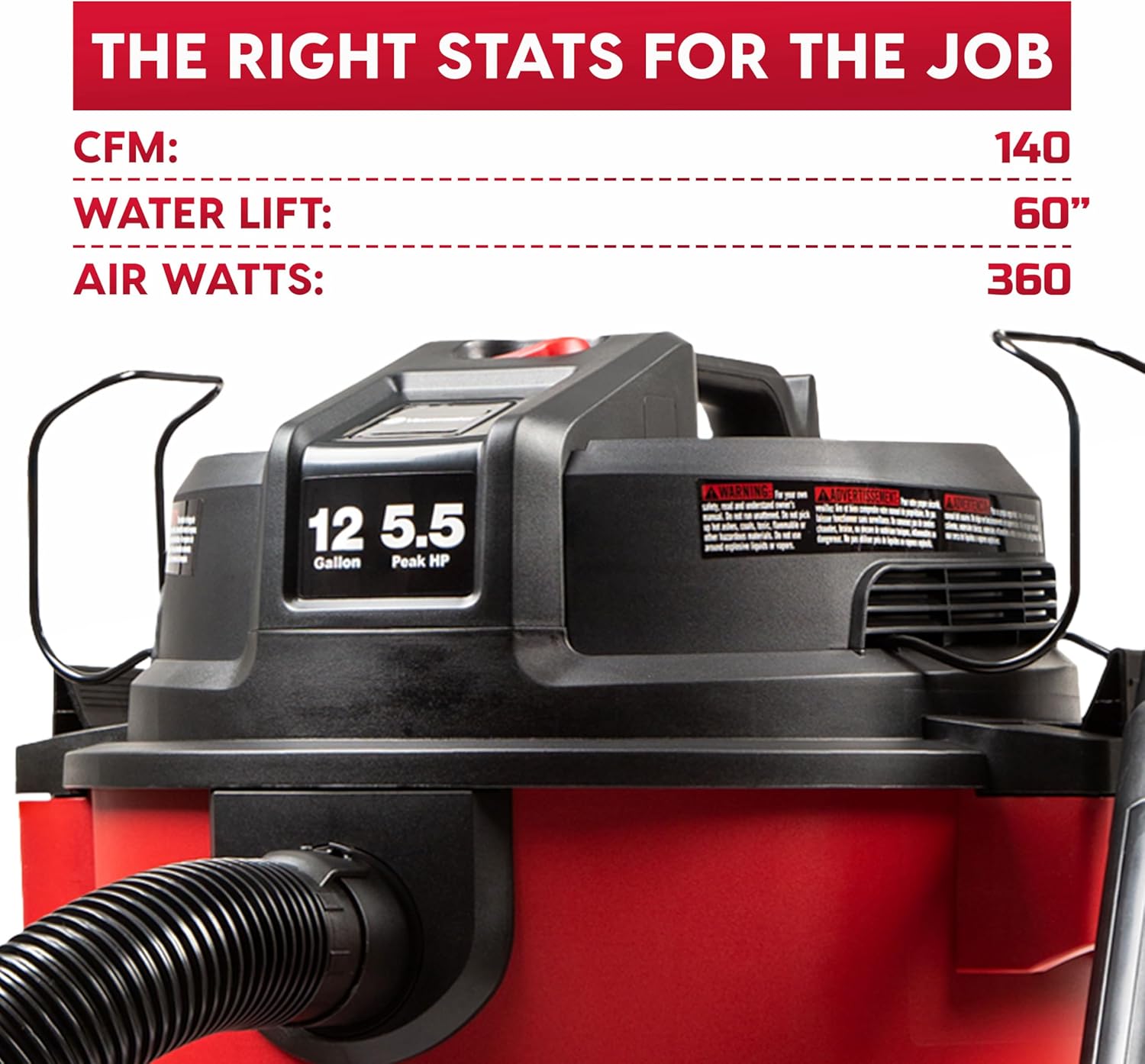 Vacmaster 12-Gallon 5.5 Peak HP Heavy-Duty Wet/Dry Vacuum - VJH1211PF 1101 Vacmaster 12-Gallon 5.5 Peak HP Heavy-Duty Wet/Dry Vacuum - VJH1211PF 1101 - Image 3