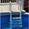 Vinyl Works 24 Inch in Pool Step Ladder, Adjustable Stair Entry System with Handrails and Non-Slip Surface for Above Ground Swimming Pools, White Vinyl Works 24 Inch in Pool Step Ladder, Adjustable Stair Entry System with Handrails and Non-Slip Surface for Above Ground Swimming Pools, White