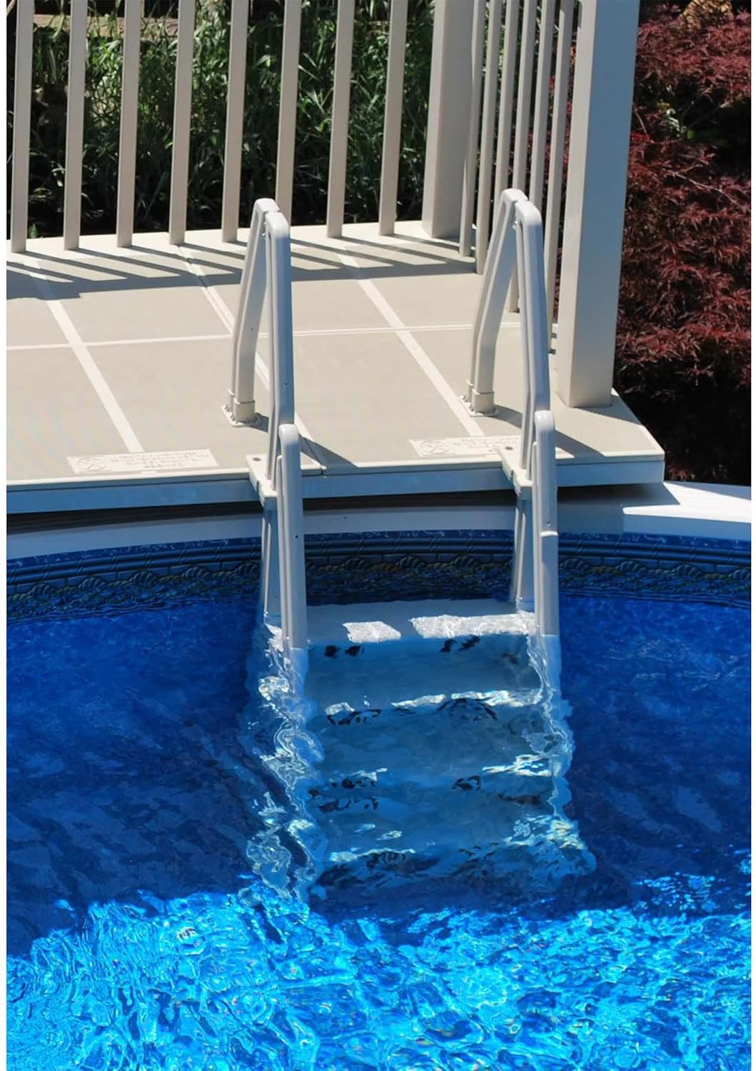 81E1Jlub3XL._AC_SL1500_.jpg Vinyl Works 24 Inch in Pool Step Ladder, Adjustable Stair Entry System with Handrails and Non-Slip Surface for Above Ground Swimming Pools, White