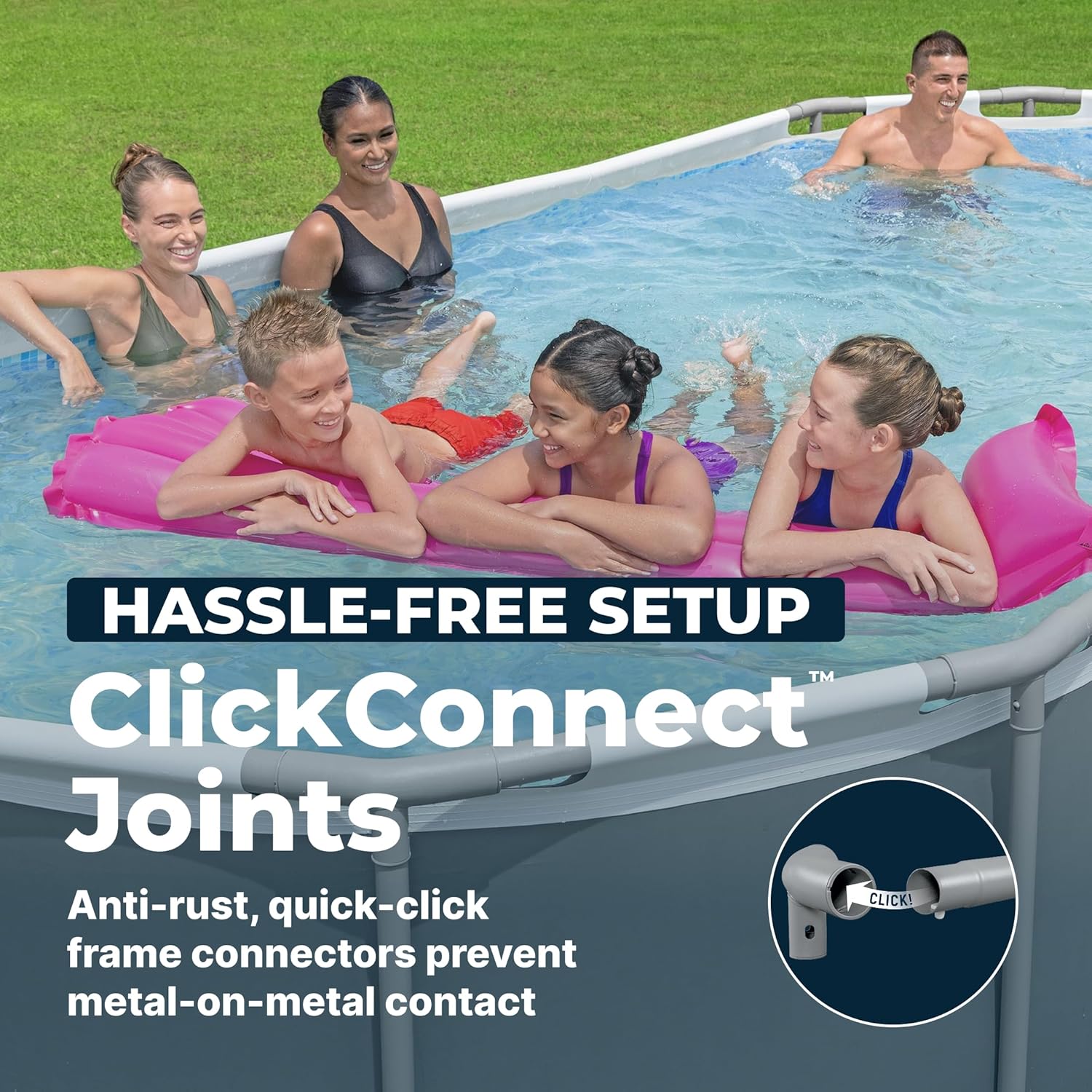 Bestway Steel Pro MAX 18' x 9' x 48" Above Ground Pool, Oval Metal Frame Outdoor Swimming Pool Set with Filter Pump, Ladder, and Cover, Gray Bestway Steel Pro MAX 18' x 9' x 48" Above Ground Pool, Oval Metal Frame Outdoor Swimming Pool Set with Filter Pump, Ladder, and Cover, Gray - Image 5