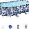 Bestway 5617EE Steel Pro Max - Oval Swimming Pool Set - 14' x 8'2" x 39.5, Blue Camo - Above Ground, Tritech Construction, Filter Pump, Ladder, 1,915 Gal.