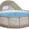 Bestway Steel Pro MAX 13' x 42" Above Ground Pool, Round Metal Frame Outdoor Swimming Pool Set with Canopy, Filter Pump, Ladder, and Cover, Taupe