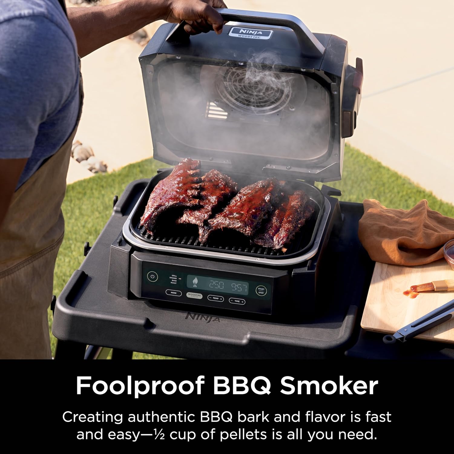 Ninja Woodfire Outdoor Grill & Smoker, 4-in-1 Functionality, Grill, Smoke, Bake, Roast, Authentic Woodfire Flavors, Electric Heat, OG301 Ninja Woodfire Outdoor Grill & Smoker, 4-in-1 Functionality, Grill, Smoke, Bake, Roast, Authentic Woodfire Flavors, Electric Heat, OG301 - Image 10
