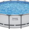 Bestway Steel Pro MAX 16' x 48" Above Ground Pool, Round Metal Frame Outdoor Swimming Pool Set with Filter Pump, Ladder, and Cover, Gray