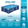 Bestway Steel Pro 9 Feet 10 Inch x 6 Feet 7 Inch x 26 Inch Rectangle Above Ground 872 Gallon Pool Set with DuraPlus Liner and FrameLink System (26-56404-new)