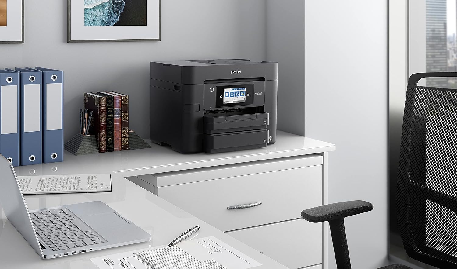 81IQ5dzct6L._AC_SL1500_.jpg Epson Workforce Pro WF-4834 Wireless All-in-One Printer with Auto 2-Sided Print Copy, Scan and Fax, 50-Page ADF, 500-sheet Paper Capacity, 4.3" Color Touchscreen