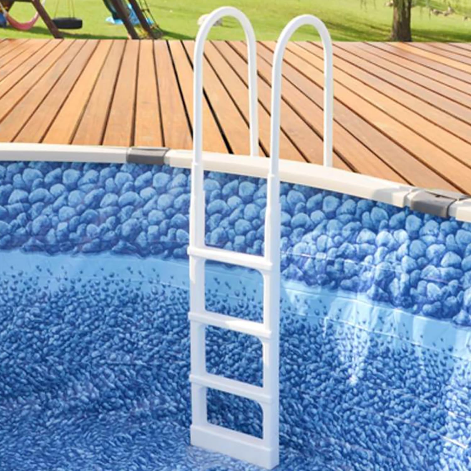 81JHxKLAXL._AC_SL1500_.jpg Main Access 200300 ProSeries Above Ground Pool Step Ladder, White