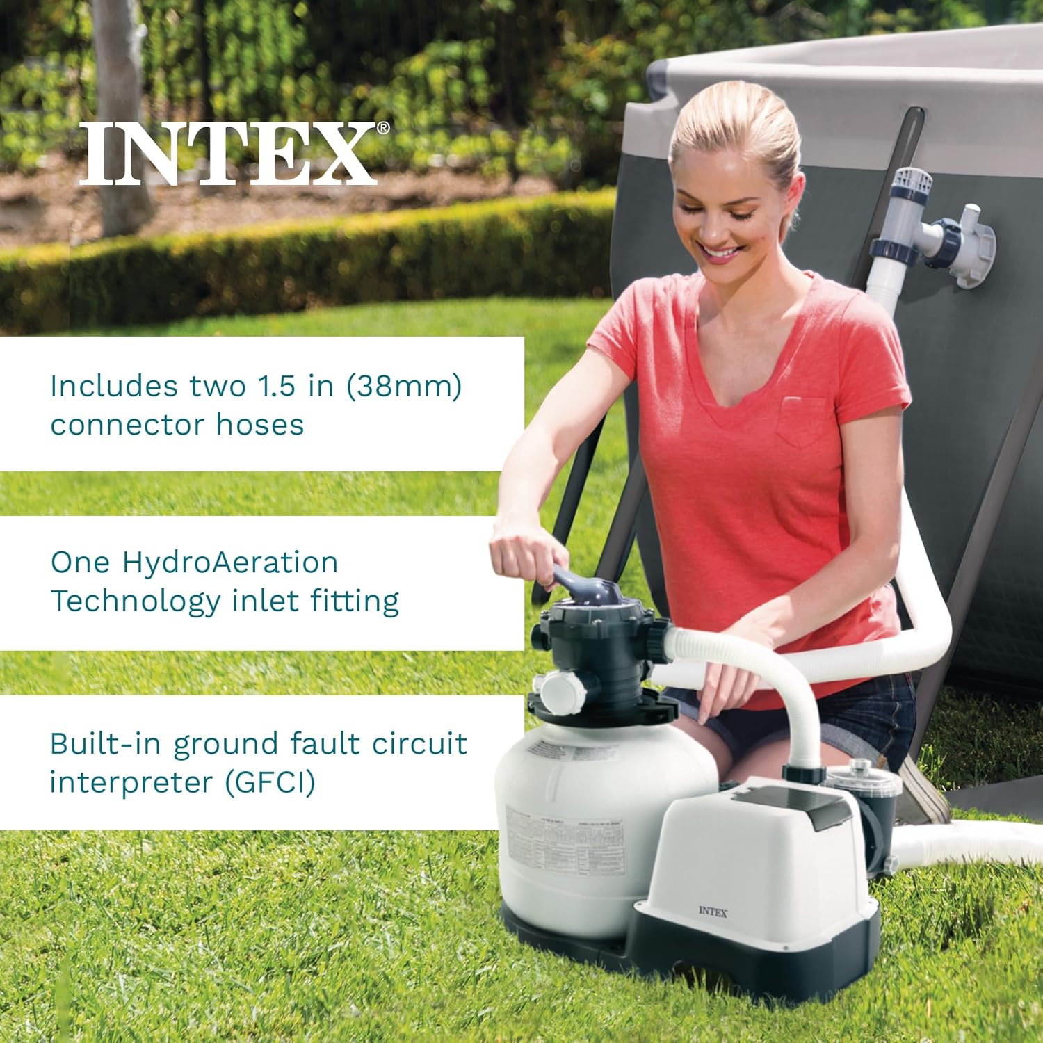 81M8EhR4kmL._AC_SL1500_.jpg Intex 3000 GPH Sand Filter Pump with Built-In Timer and Krystal Clear Saltwater System Maintenance Set for Above Ground Outdoor Swimming Pools