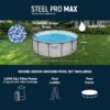 Bestway Steel Pro MAX 14' x 48" Above Ground Pool, Round Metal Frame Outdoor Swimming Pool Set with Filter Pump, Ladder, and Cover, Gray Stone Print Bestway Steel Pro MAX 14' x 48" Above Ground Pool, Round Metal Frame Outdoor Swimming Pool Set with Filter Pump, Ladder, and Cover, Gray Stone Print