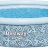 Bestway Fast Set 13' x 33" Round Inflatable Above Ground Swimming Pool Set, Outdoor Family Pool with Filter Pump, Rattan Print