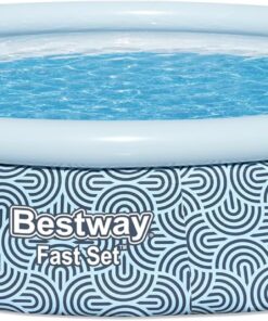 Bestway Fast Set 13' x 33" Round Inflatable Above Ground Swimming Pool Set, Outdoor Family Pool with Filter Pump, Rattan Print