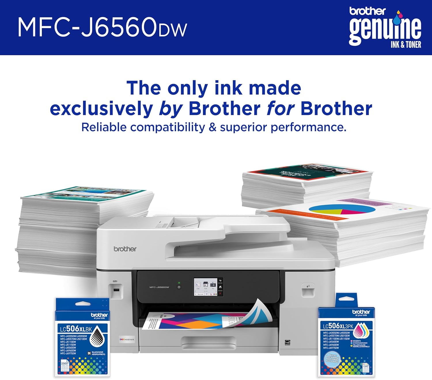 81O4dRu-xaL._AC_SL1500_.jpg Brother INKvestment 6560 Wireless Color Inkjet All-in-One Printer with 11”x17” Capabilities and 2.7” Color Touchscreen | Includes Refresh Subscription Trial(1) (MFC-J6560DW)