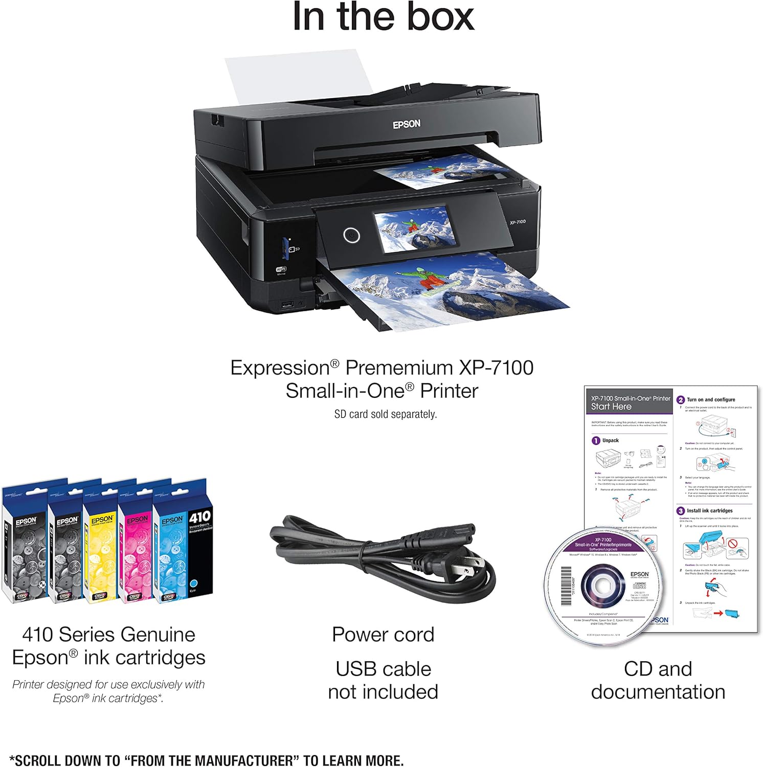 81OAzg8rzGL._AC_SL1500_.jpg Epson Expression Premium XP-7100 Wireless All-in-One Duplex Color Photo Printer, Scanner and Copier for Computer and Mobile Printing, USB Connect, Compact, Black