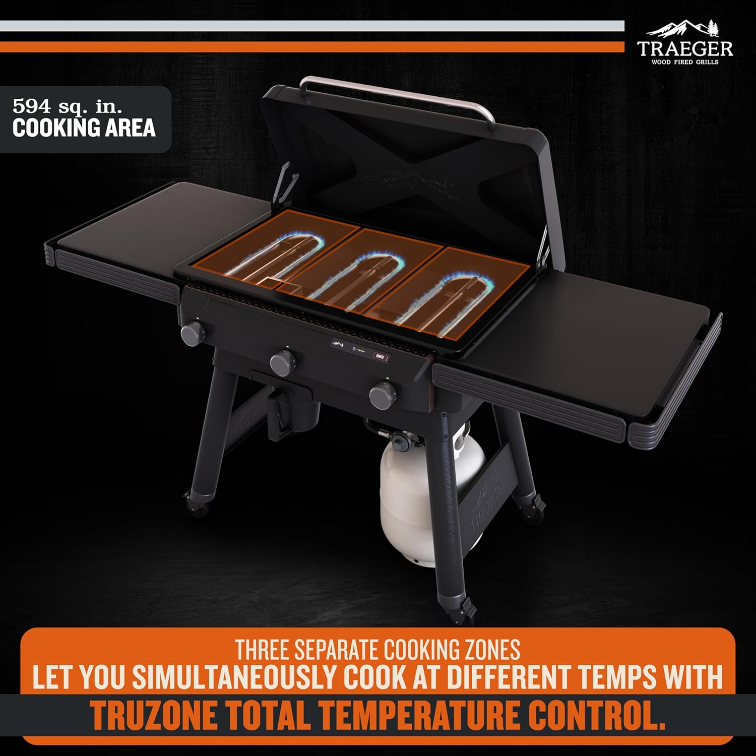 Traeger Grills Flatrock, 33 Inch Flat Top Griddle, Outdoor Gas Grill with 3-Zone TruZone Cooking, Even Heat, Fuel Sensor, and EZ-Clean Grease Management, Premium Propane Griddle for Outdoor Cooking Traeger Grills Flatrock, 33 Inch Flat Top Griddle, Outdoor Gas Grill with 3-Zone TruZone Cooking, Even Heat, Fuel Sensor, and EZ-Clean Grease Management, Premium Propane Griddle for Outdoor Cooking - Image 3