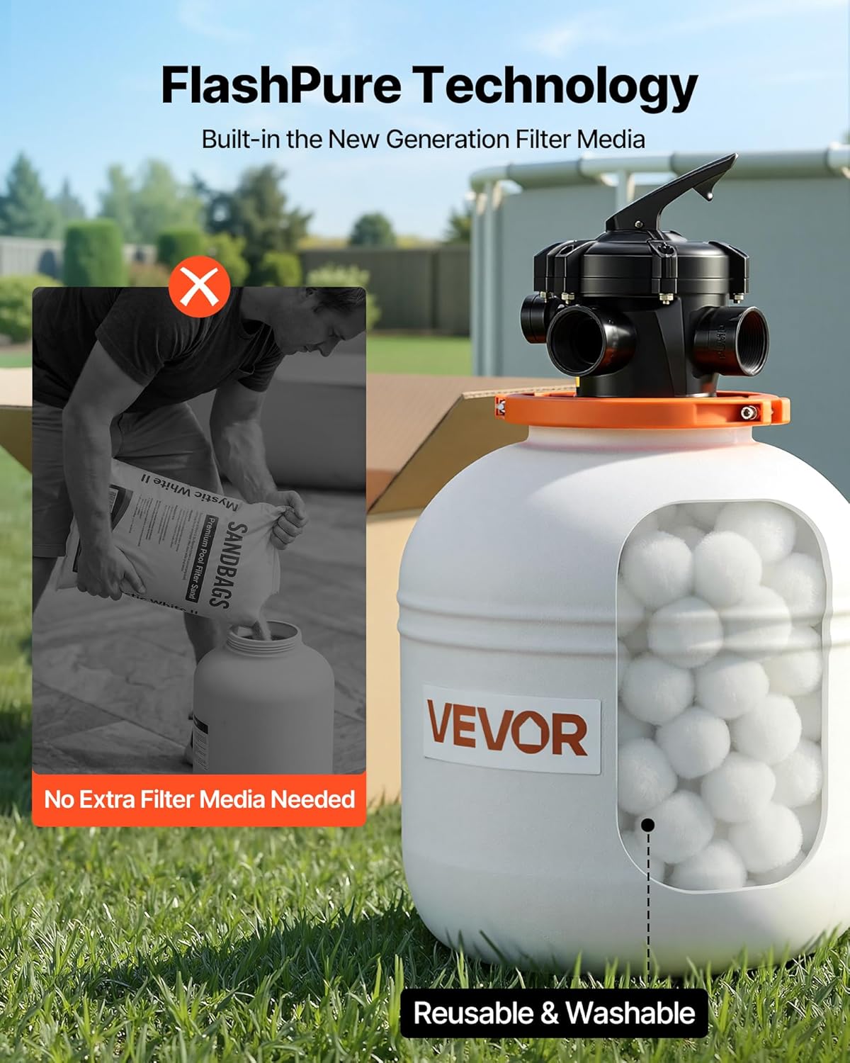 81PUtbs5OzL._AC_SL1500_.jpg VEVOR FlashPure Sand Filter Pump, 16 in for Above Ground Pool, 1 HP 4400 GPH, Swimming Pool Filter System with Timer, 6X Faster Filtration with Media Installed, Leak-Resistant, Ready to Use Out of Box