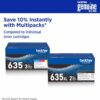 Brother Genuine TN635C, TN635M, TN635Y Standard Yield Cyan/Magenta/Yellow Toner Cartridges, TN635 3 Pack