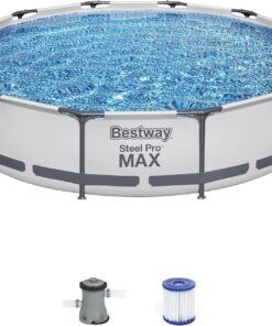 Bestway Steel Pro MAX Above Ground Swimming Pool (12' x 30") | Round Outdoor Backyard Family Pool with Tritech® Puncture-Resistant Liner | Easy Setup | Includes Filter Pump for Clean, Clear Water