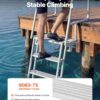 VEVOR Flip-Up Dock Ladder, 6-Step, Heavy-Duty Aluminum Alloy Pontoon Boat Swim Ladder, with Non-Slip Wide Steps, 350 lbs Weight Capacity, Pull Rope Assist, Comfort Use for Lake Pool Marine Boarding