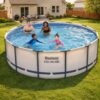 Bestway Steel Pro MAX 13' x 48" Above Ground Pool, Round Metal Frame Outdoor Swimming Pool Set with Filter Pump, Ladder, and Cover, Gray