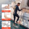 VEVOR Flip-Up Dock Ladder, 6-Step, Heavy-Duty Aluminum Alloy Pontoon Boat Swim Ladder, with Non-Slip Wide Steps, 350 lbs Weight Capacity, Pull Rope Assist, Comfort Use for Lake Pool Marine Boarding