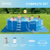 Intex Metal Frame 15' x 48" Round Above Ground Swimming Pool Set with Filter Pump, Ladder, and Cover with Maintenance Accessory Vacuum and Skimmer Kit