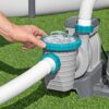 Bestway 1,500 Gallon Sand Filter Pump for 300 to 11,200 Gallon Above Ground Outdoor Swimming Pools with ChemConnect Clean Water Dispenser