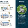 Bestway Steel Pro MAX 16' x 48" Above Ground Pool, Round Metal Frame Outdoor Swimming Pool Set with Filter Pump, Ladder, and Cover, Gray