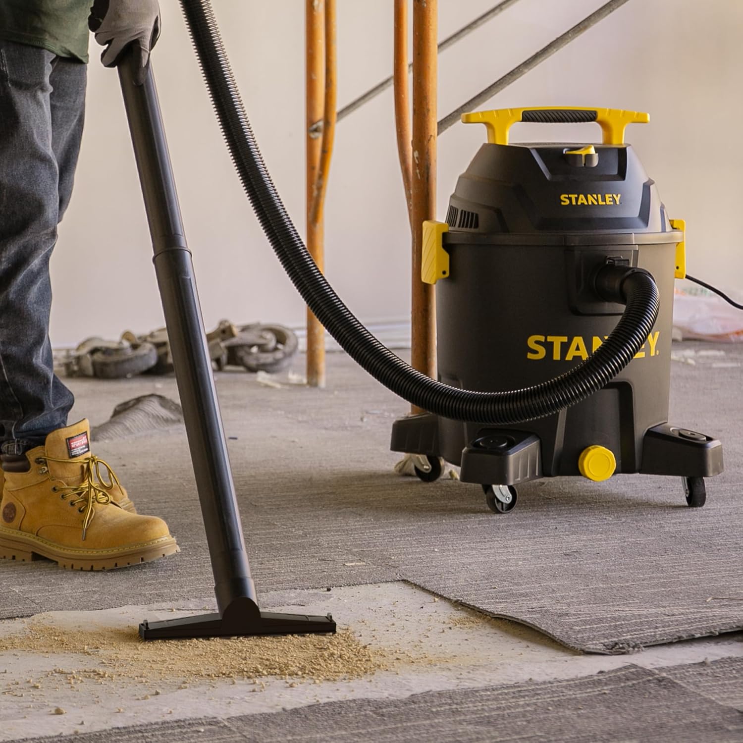 STANLEY 10 Gallon Wet Dry Vacuum, 6 Peak HP Poly Built-in Drain Shop Vac Blower with Powerful Suction, Multifunctional Shop Vacuum W/ 6 Horsepower Motor for Job Site, Garage, Basement, Van, Workshop STANLEY 10 Gallon Wet Dry Vacuum, 6 Peak HP Poly Built-in Drain Shop Vac Blower with Powerful Suction, Multifunctional Shop Vacuum W/ 6 Horsepower Motor for Job Site, Garage, Basement, Van, Workshop - Image 5