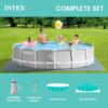 Intex 26723EH Prism Frame Premium Above Ground Swimming Pool Set: 15ft x 42in – Includes 1000 GPH Cartridge Filter Pump – Removable Ladder – Pool Cover – Ground Cloth