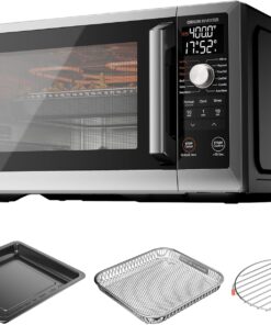 TOSHIBA Optichef Pro Air Fryer Combo Countertop Microwave Oven with Origin Inverter, ChefDefrost, 1.0 Cu.ft., 1000W, Black Stainless Steel, ML2-EC10SAITC(BS)