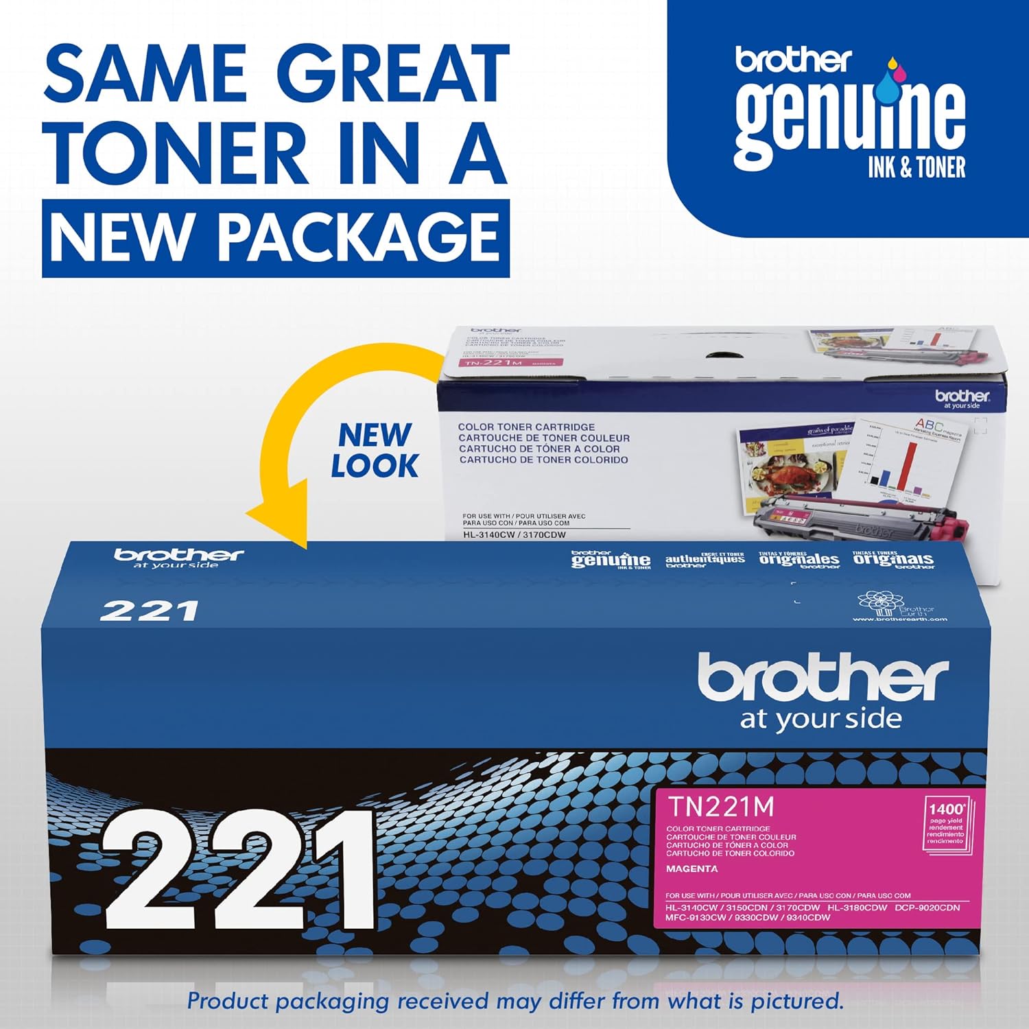 81acPpbyBeL._AC_SL1500_.jpg Brother TN-221M DCP-9015 9020 HL-3140 3150 3170 3180 MFC-9130 9140 9330 9340 Toner Cartridge (Magenta) in Retail Packaging